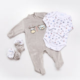 grenouillere  body manches longues chaussons gris ZOO