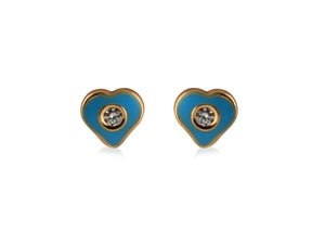 boucles d'oreilles coeur  bleu diamant