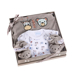 coffret cadeau naissance bébé  zoo gris