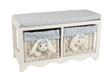 cadeau naissance chambre bébé banc avec 2 panières lapin bleu