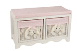 cadeau naissance chambre bébé banc avec 2 panières lapin rose