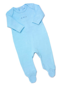cadeau naissance bébé pyjama grenouillere dans enveloppe bleu