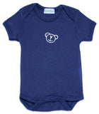 BODY MANCHES COURTES BLEU MARINE BRODE OURSON COTON 