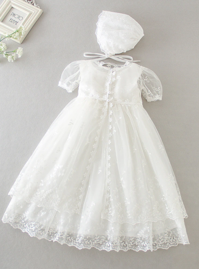 Robe de baptême longue traditionnelle - Sixtine | Fil de légende Robe de baptême longue traditionnelle - Sixtine | Fil de légende