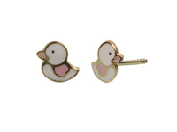 cadeau naissance coffret bijou bébé ou maman  boucles d'oreilles poussin blanc  or  doudou