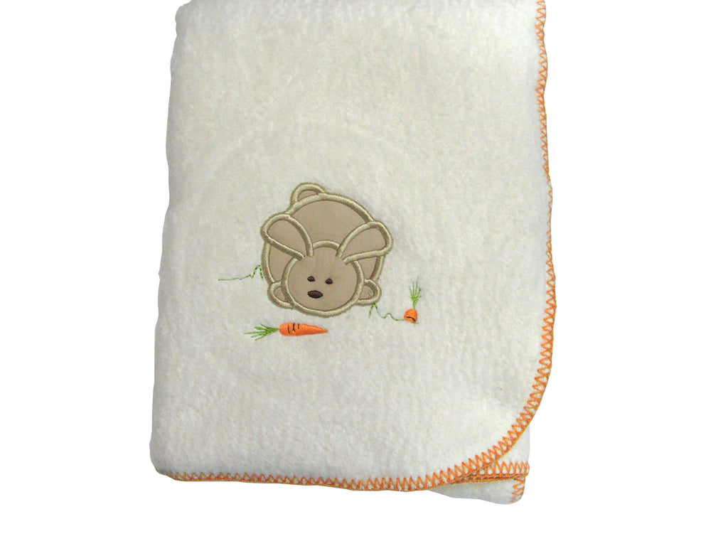 cadeau naissance couverture bébé polaire brodée lapinou orange