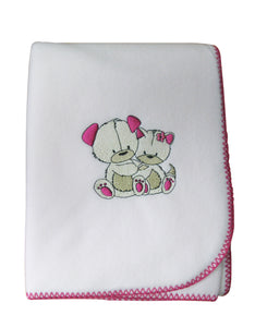 cadeau naissance couverture bébé polaire brodée oursons rose