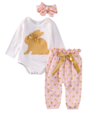 Ensemble Bébé Lapin Doré 3 pièces rose/doré (set de 4 ensembles)