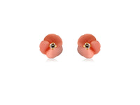 boucles d'oreilles fleur rose nacre diamant 