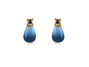 boucles d'oreilles goutte bleue diamant 