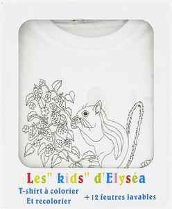 coffret cadeau enfant T-shirt à colorier + feutres écureuil