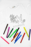 coffret cadeau enfant T-shirt à colorier + feutres écureuil