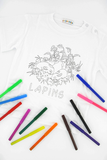 coffret cadeau enfant T-shirt à colorier + feutres lapins