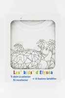 coffret cadeau enfant T-shirt à colorier + feutres tortue