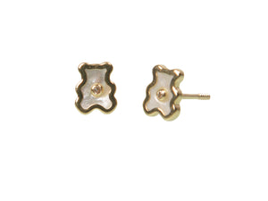 boucles d'oreilles ourson nacre diamant 