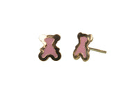 boucles d'oreilles ourson rose 