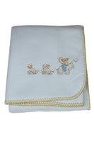 cadeau naissance couverture bébé polaire brodée savanne bleu